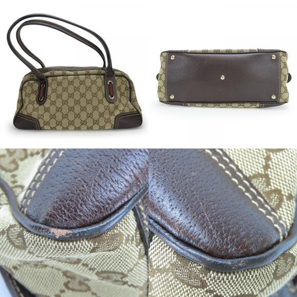 GUCCI Authentic Brown Leather Boston Bag Hobos